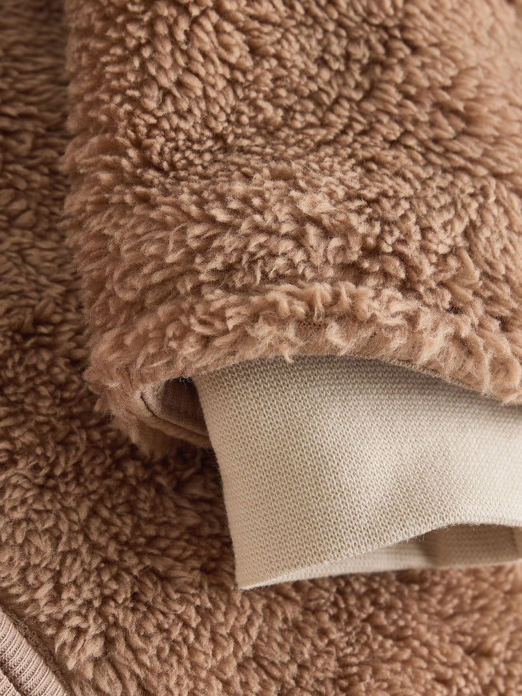 Brown Hamish Hooded Baby Fleece Pramsuit (0-18mths)