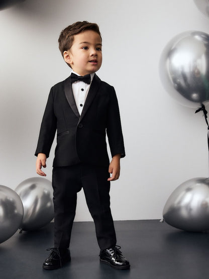 Black Blazer, Shirt &amp; Trouser Set Blazer Shirt Trousers and Bow Tie Set (3mths-12yrs)