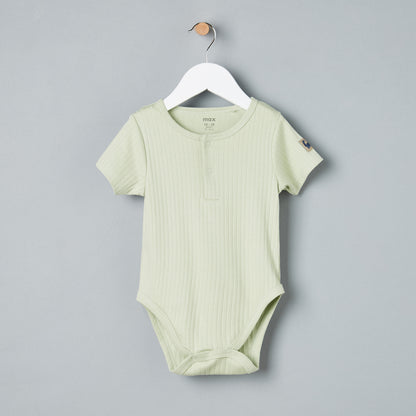Pack of 2 - Ribbed Henley Neck Cotton Bodysuit