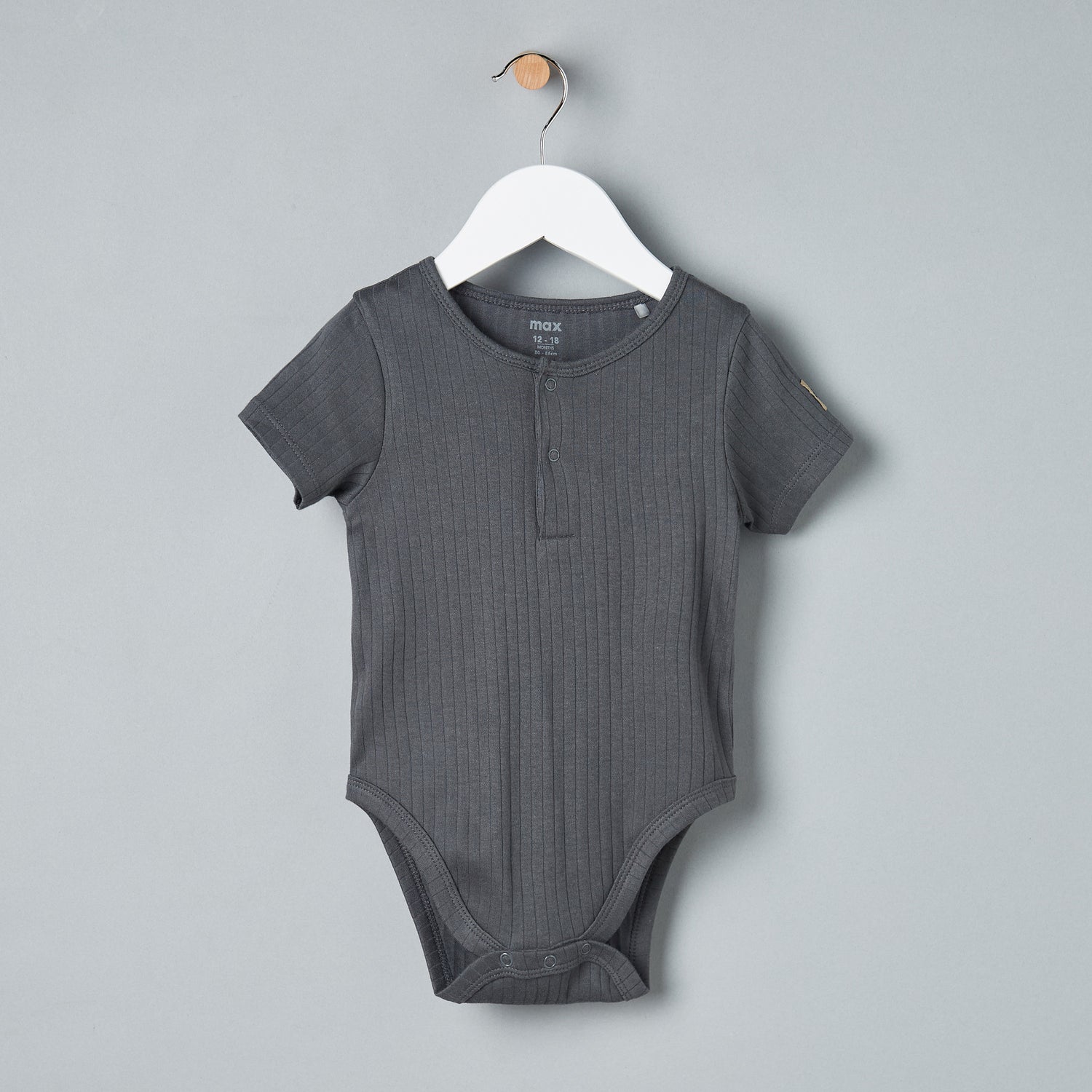 Pack of 2 - Ribbed Henley Neck Cotton Bodysuit