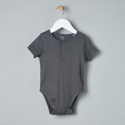 Pack of 2 - Ribbed Henley Neck Cotton Bodysuit