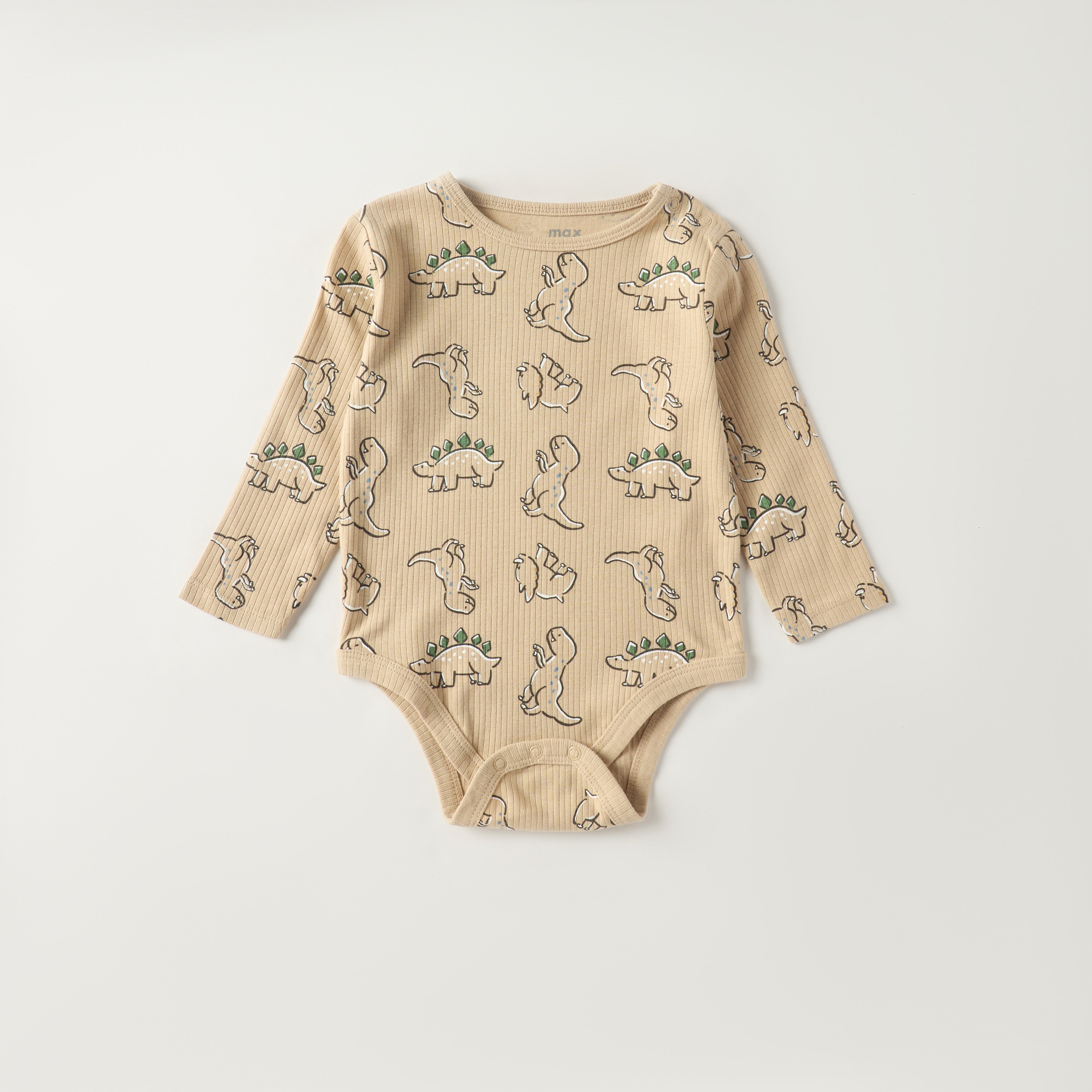 Pack of 3 - Dinosaur Print Bodysuit with Long Sleeves