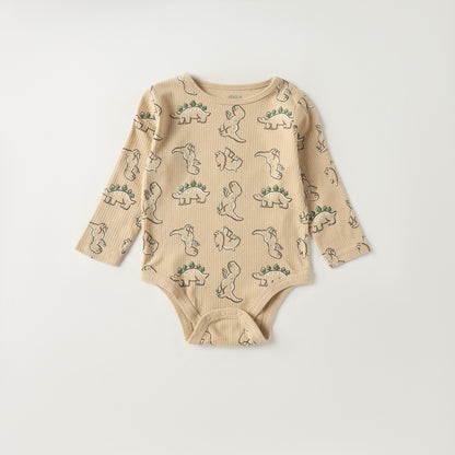 Pack of 3 - Dinosaur Print Bodysuit with Long Sleeves