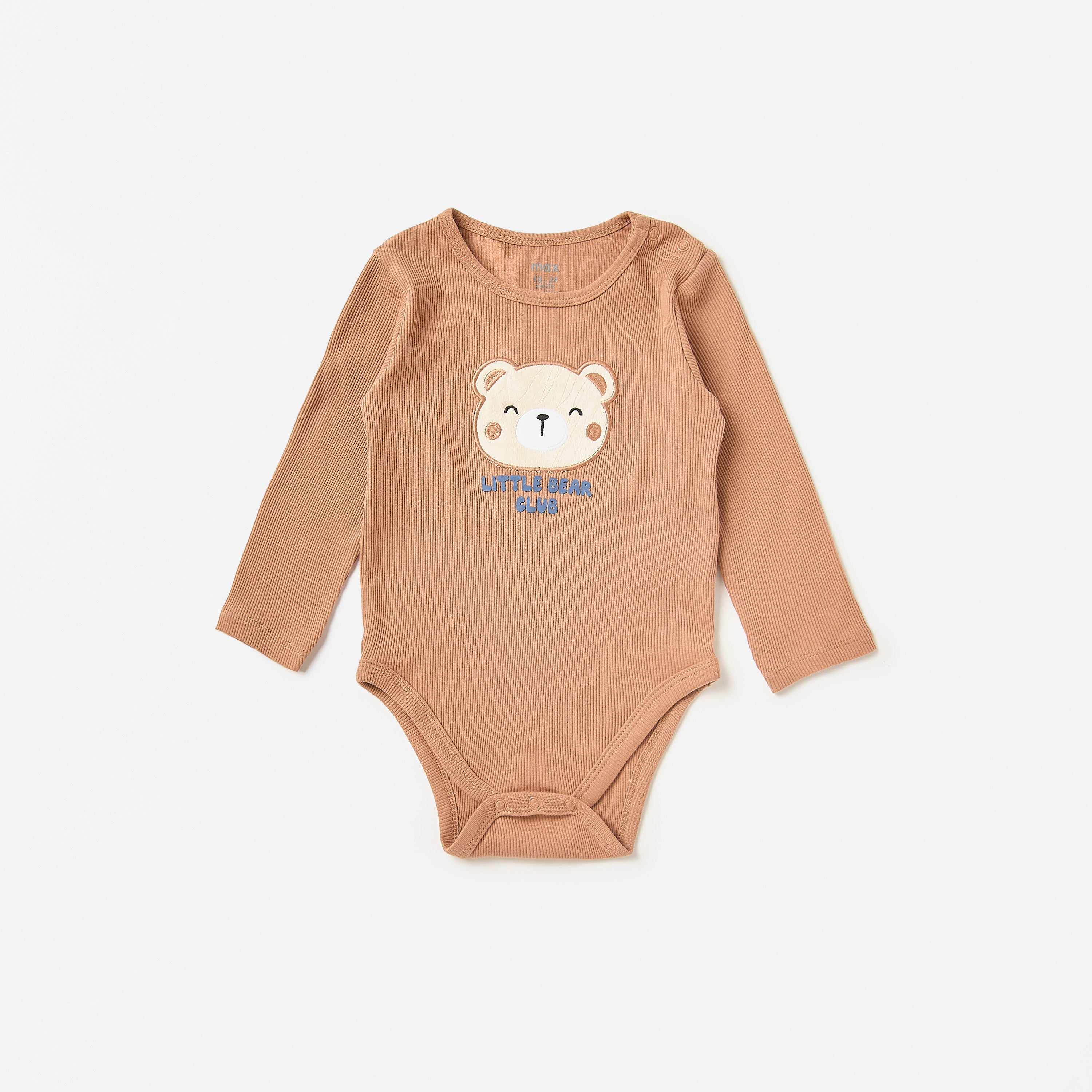 Pack of 2 - Bear Detail Pointelle Bodysuit with Long Sleeves