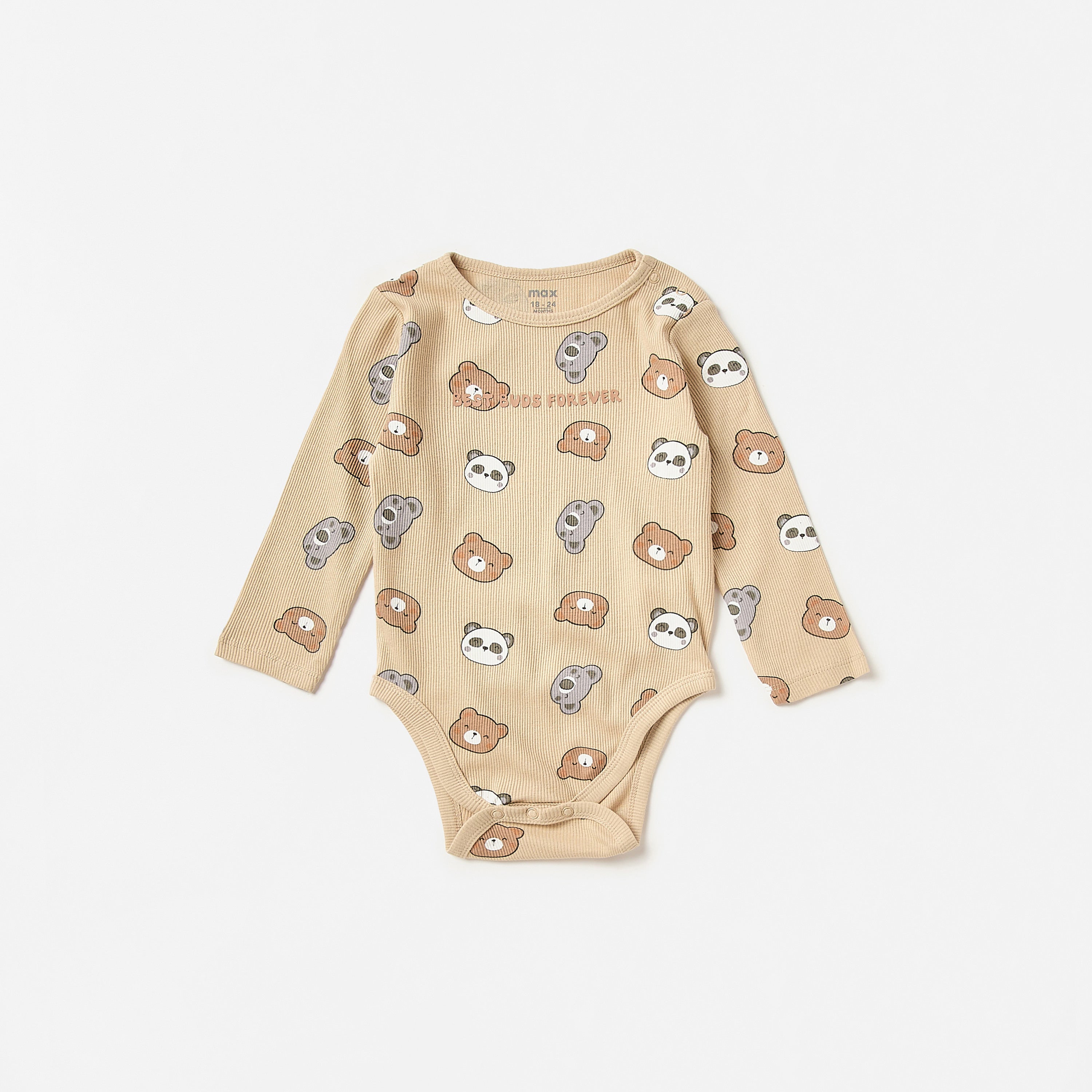 Pack of 2 - Bear Detail Pointelle Bodysuit with Long Sleeves