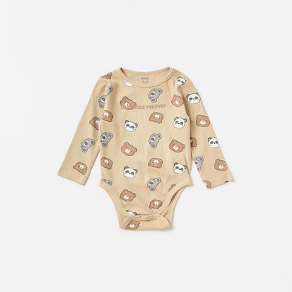 Pack of 2 - Bear Detail Pointelle Bodysuit with Long Sleeves