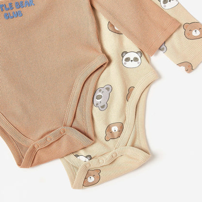 Pack of 2 - Bear Detail Pointelle Bodysuit with Long Sleeves