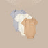 Pack of 3 - Ribbed Short Sleeves Bodysuits - Multicolour