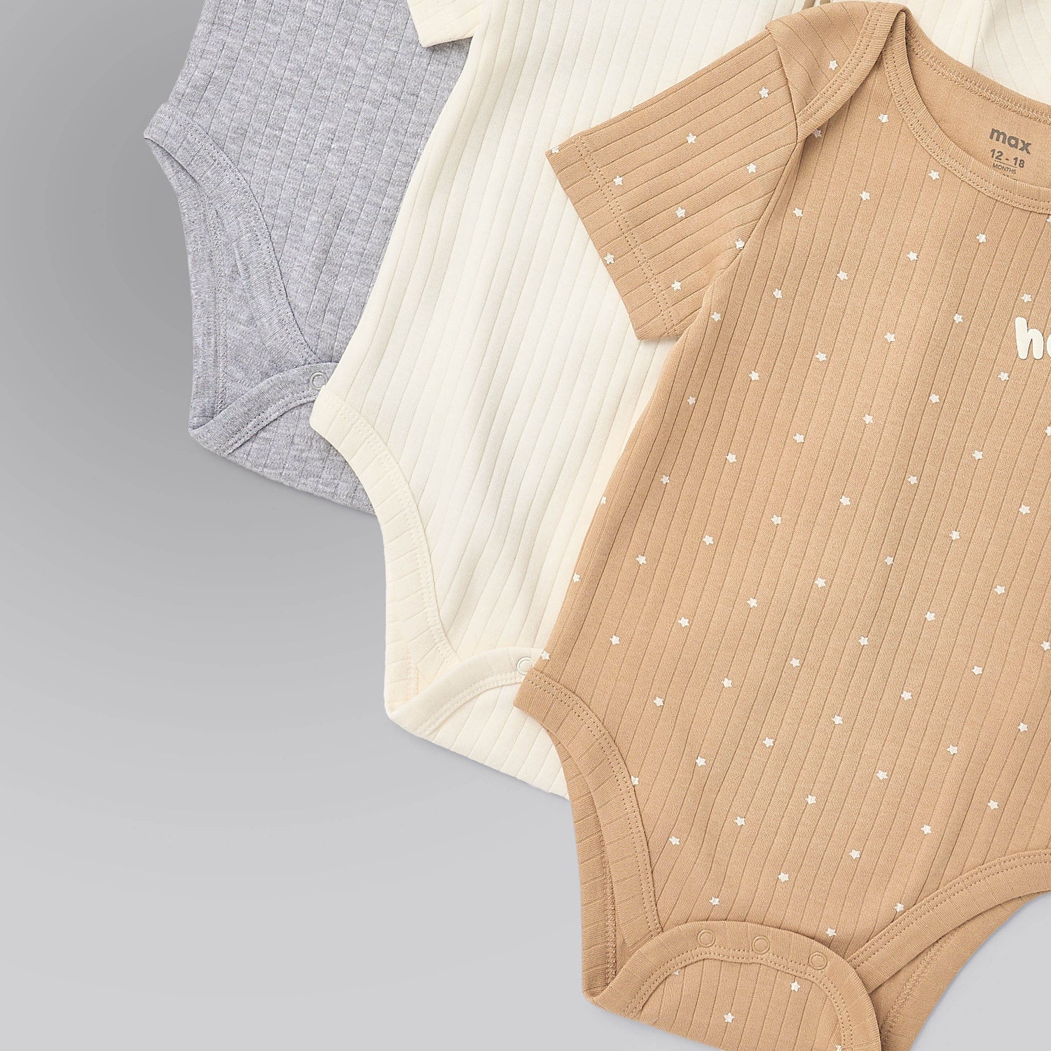 Pack of 3 - Ribbed Short Sleeves Bodysuits