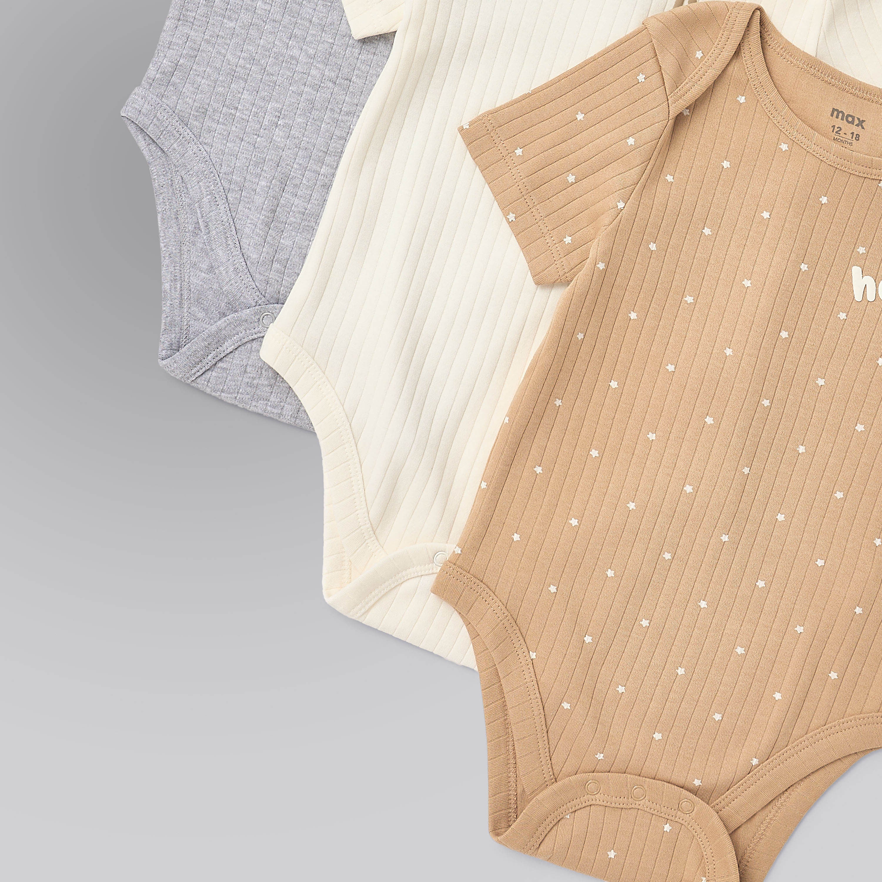 Pack of 3 - Ribbed Short Sleeves Bodysuits