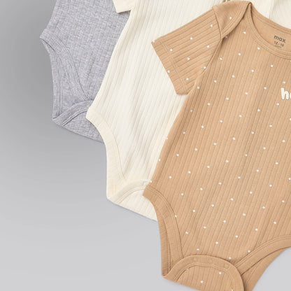 Pack of 3 - Ribbed Short Sleeves Bodysuits