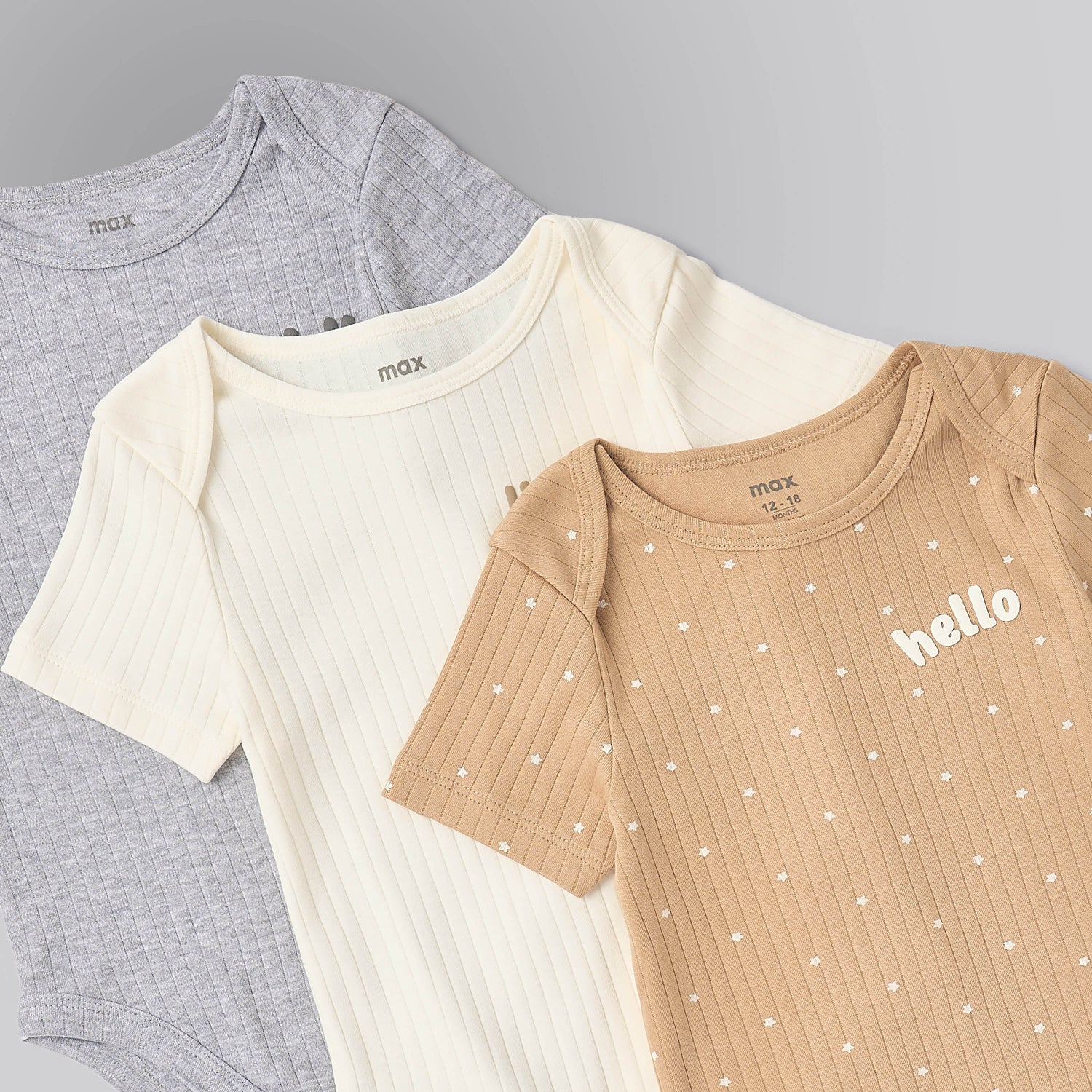 Pack of 3 - Ribbed Short Sleeves Bodysuits