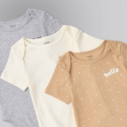Pack of 3 - Ribbed Short Sleeves Bodysuits