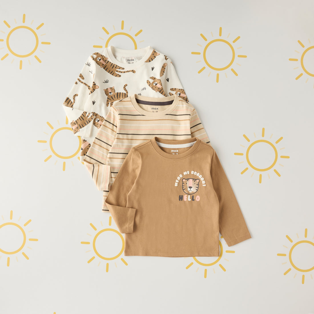 Pack of 3 - Printed Long Sleeves T-shirt - Multicolour / 12-18 mths