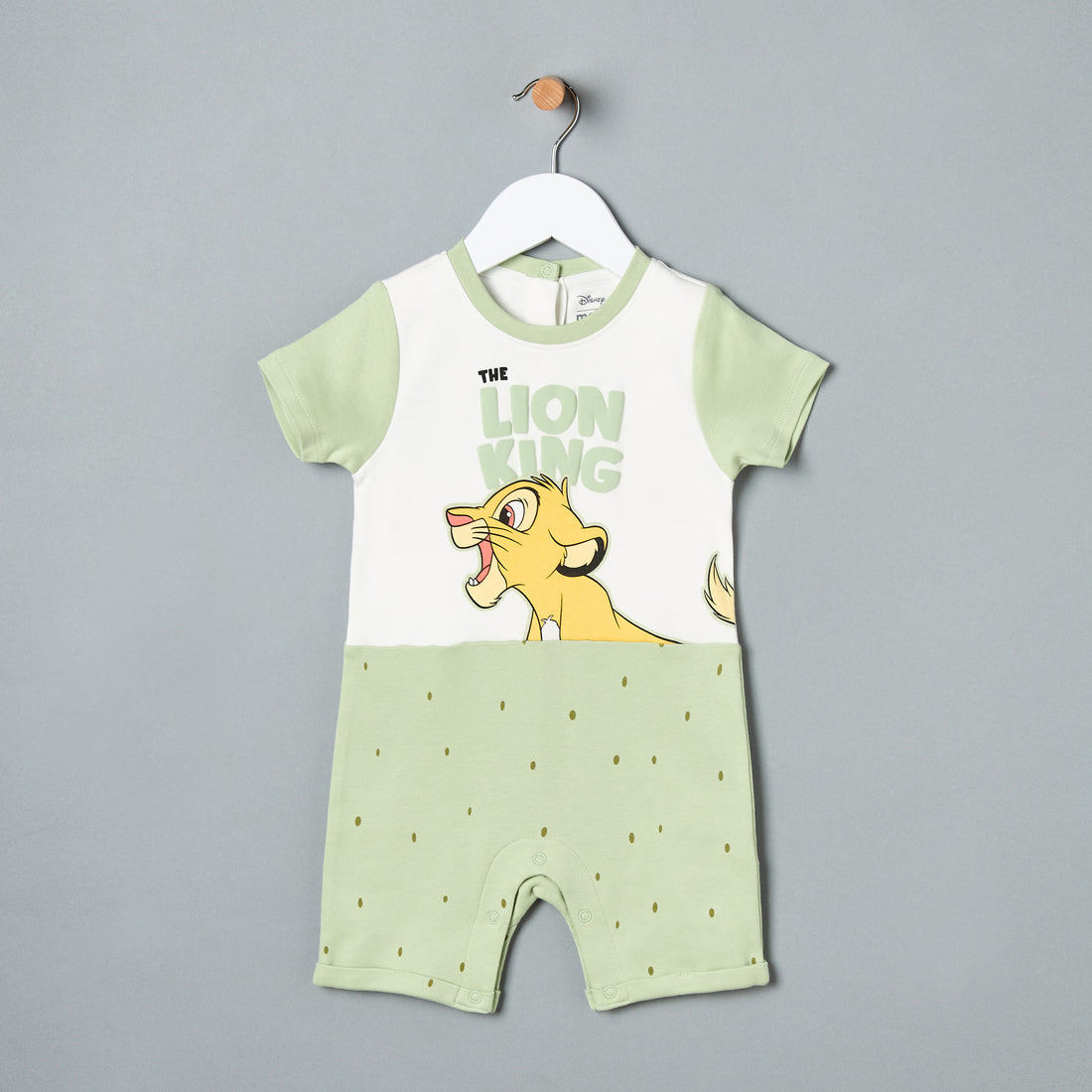 The Lion King Print Romper with Short Sleeves - Green / 12-18 mths