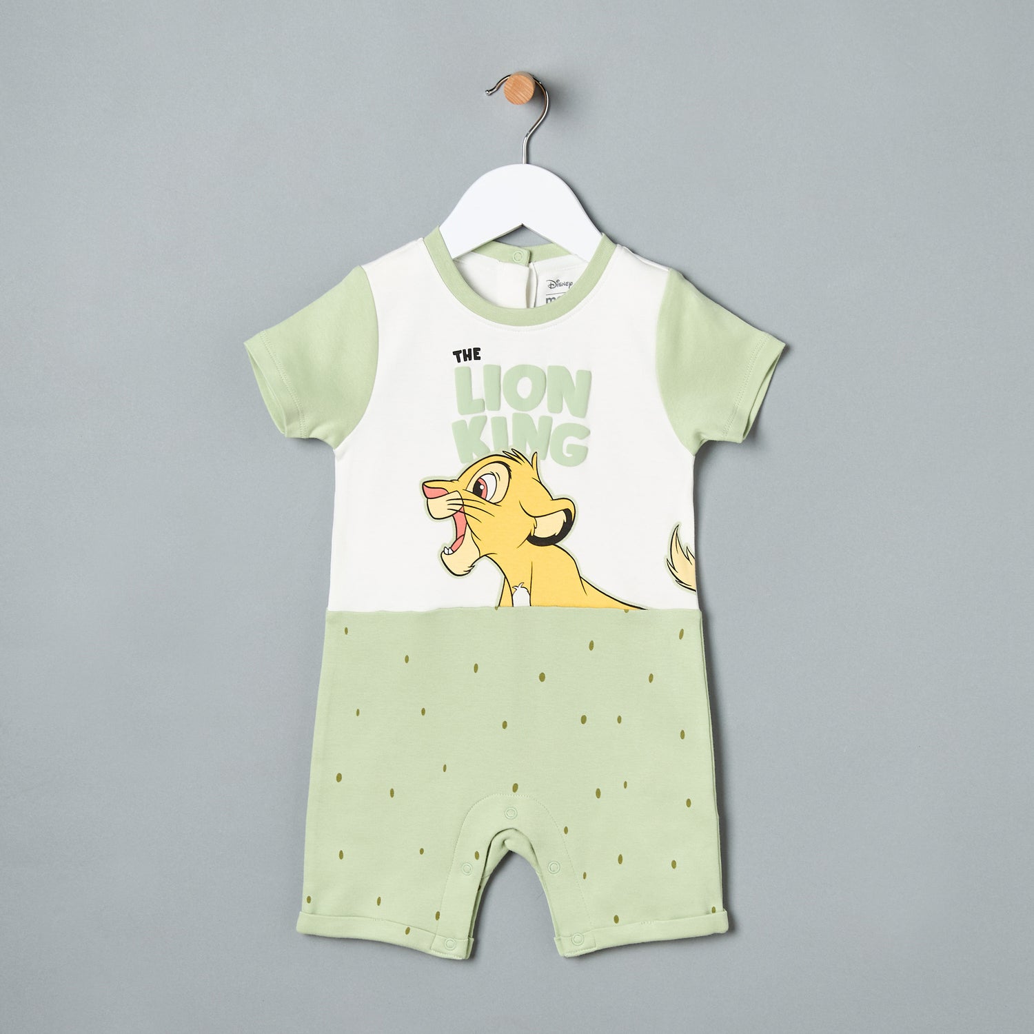 The Lion King Print Romper with Short Sleeves - Green / 12-18 mths