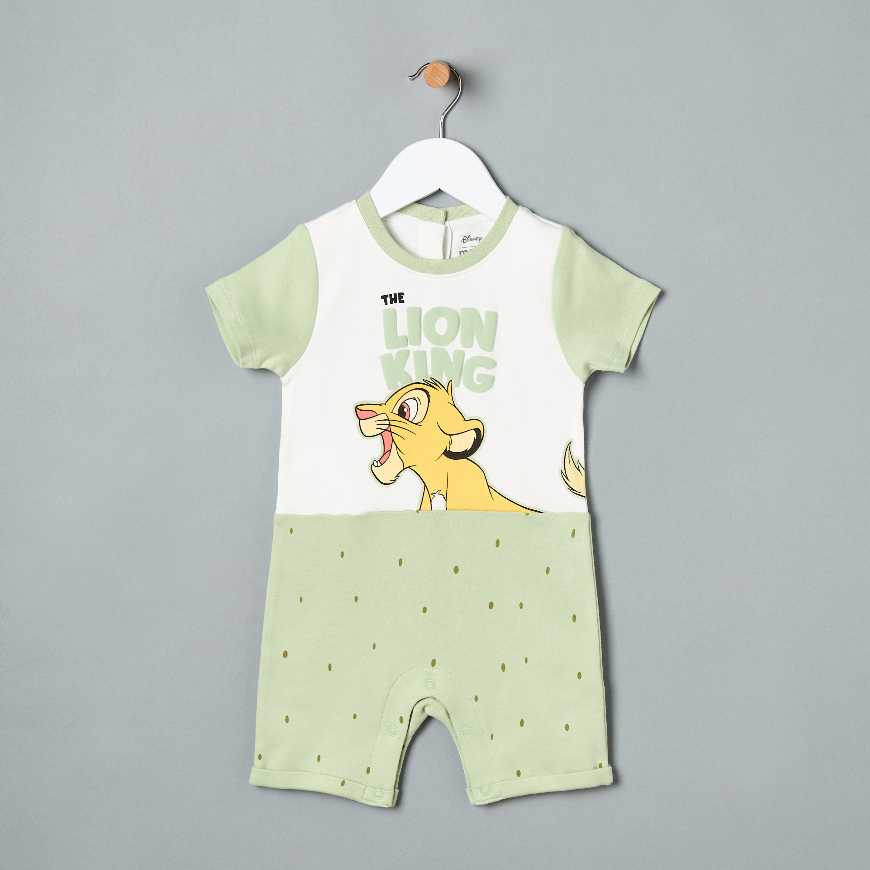 The Lion King Print Romper with Short Sleeves - Green / 12-18 mths
