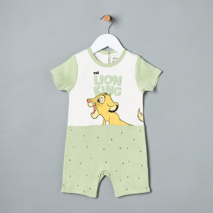 The Lion King Print Romper with Short Sleeves - Green / 12-18 mths