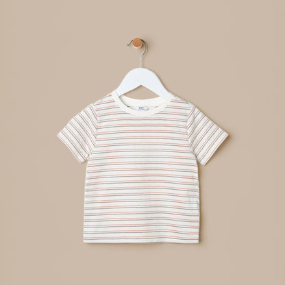 Striped T-shirt and Textured Dungaree Set