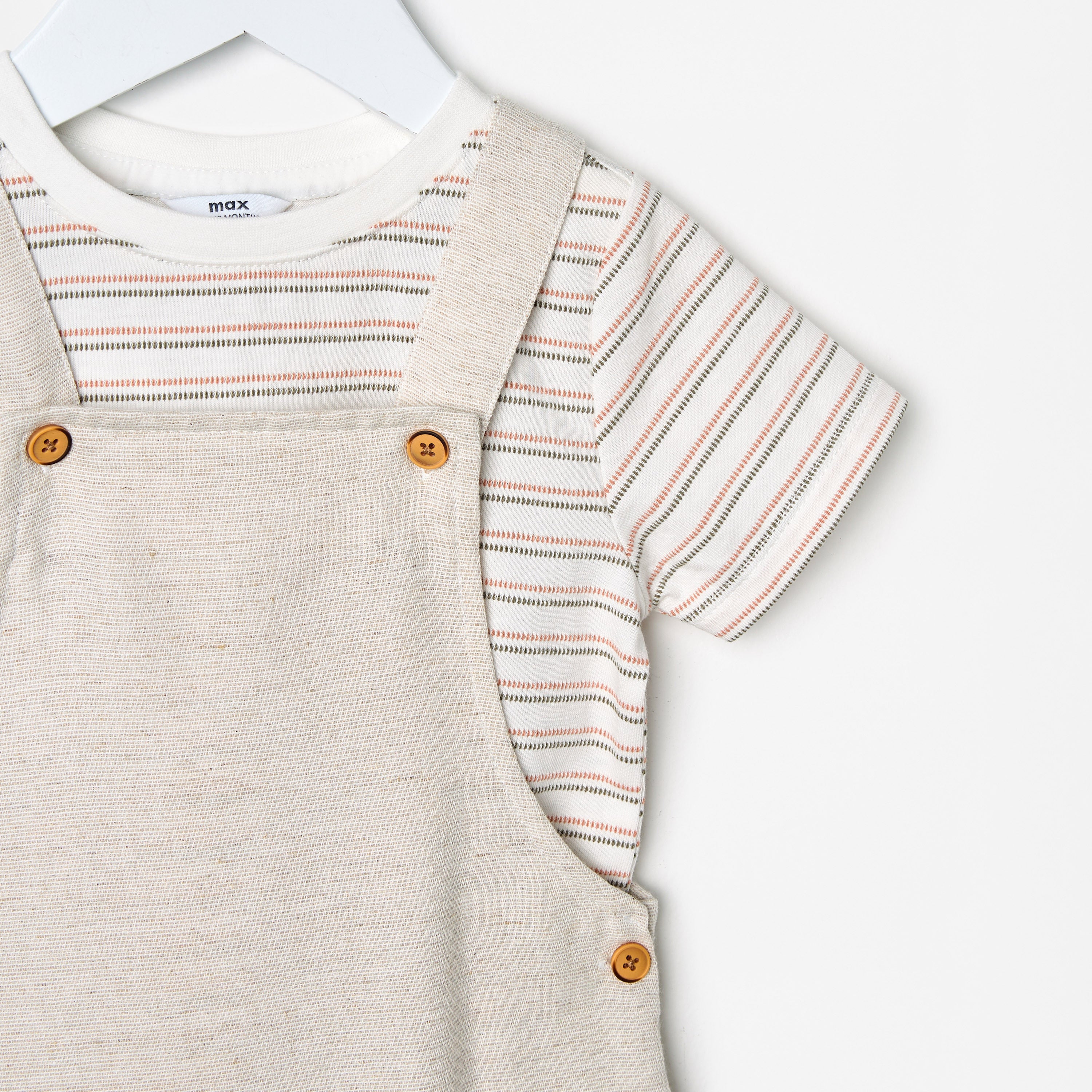 Striped T-shirt and Textured Dungaree Set