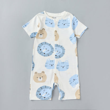 Safari Print Romper with T-shirt and Pant Set