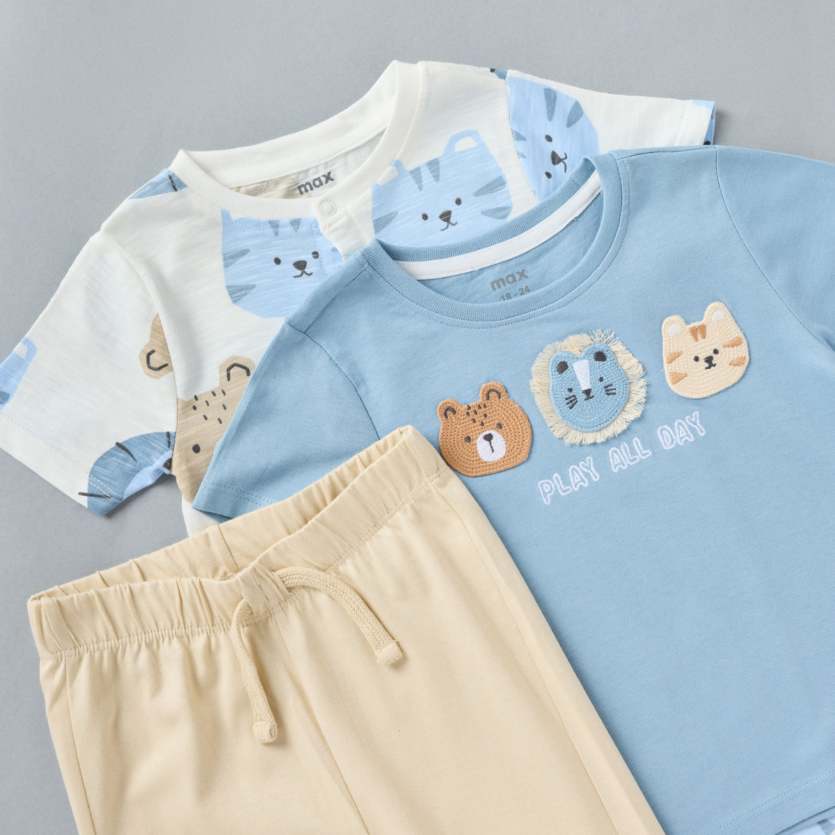Safari Print Romper with T-shirt and Pant Set
