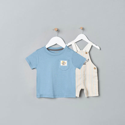 Dinosaur Applique Dungaree and T-shirt Set