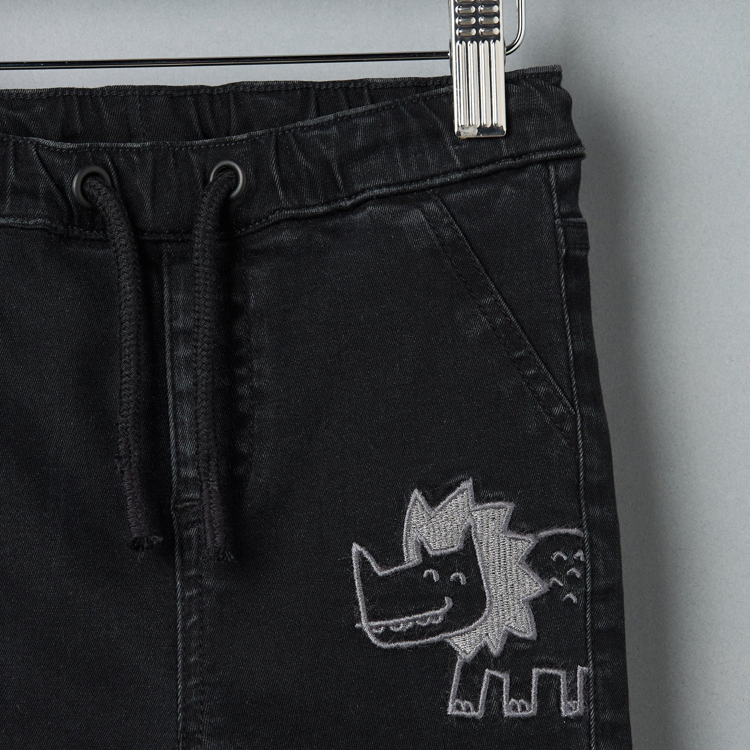 Dinosaur Embroidered Denim Pants