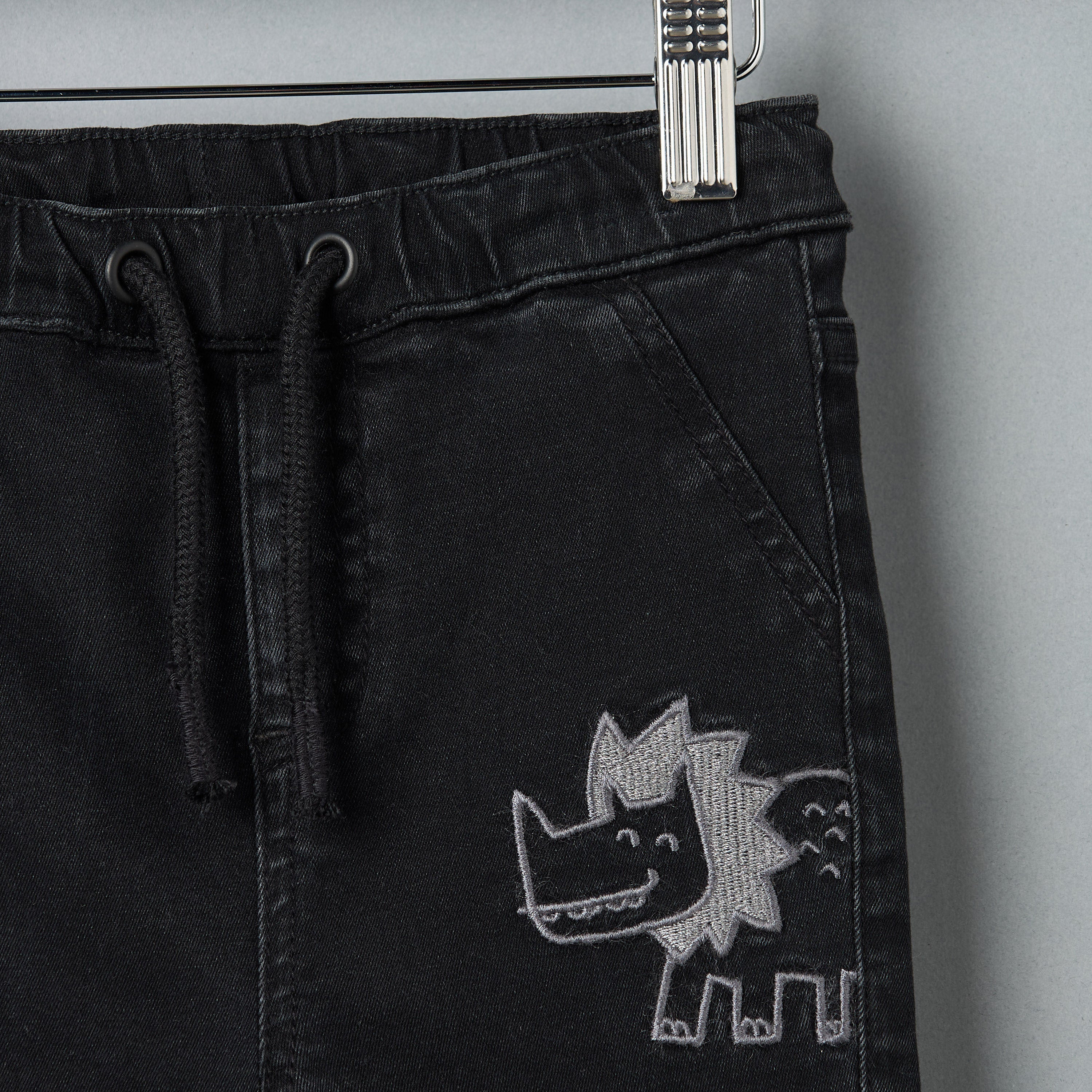 Dinosaur Embroidered Denim Pants