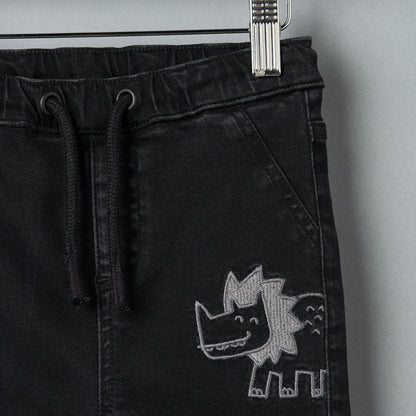 Dinosaur Embroidered Denim Pants