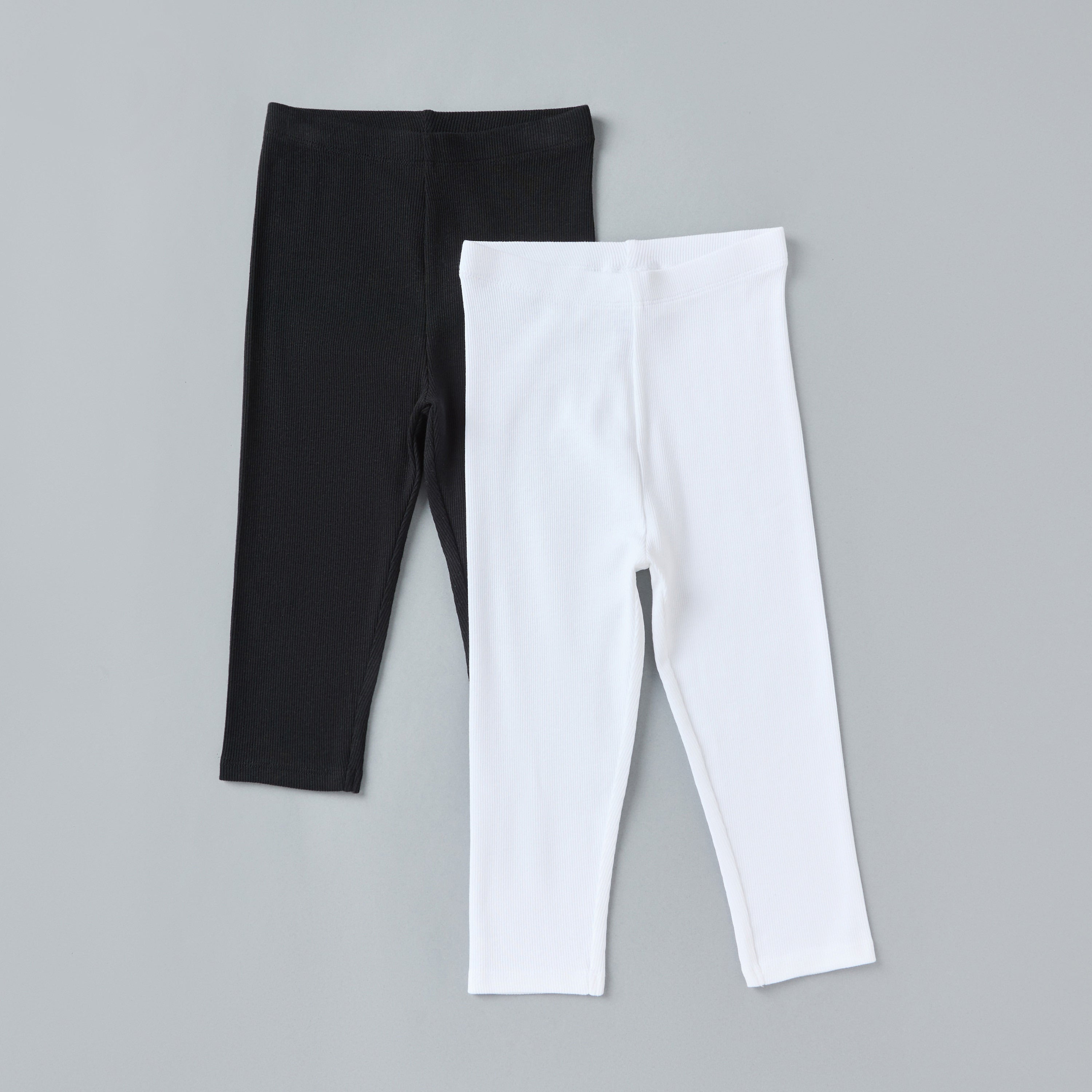 Pack of 2 - Ribbed Jersey Leggings - Multicolour