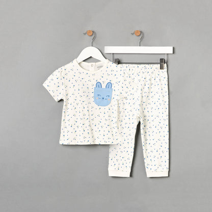 All-Over Floral Print T-shirt and Pyjama Set - White / 12-18 mths