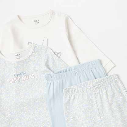 Pack of 2 - Printed Cotton Pyjama Set