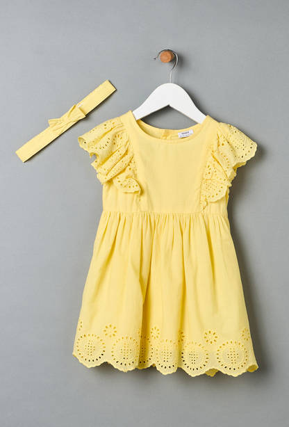 Schiffli Detail Dress with Headband-undefined-image-1