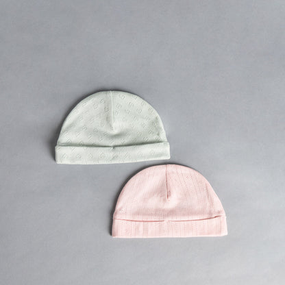 Pack of 2 - Textured Cap - Pink / 0-3 mths