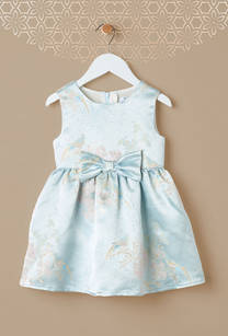 Jacquard Sleeveless Dress with Bow Applique-undefined-image-1