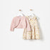 All-Over Leaf Print Dress with Shrug - Cream / 12-18 mths