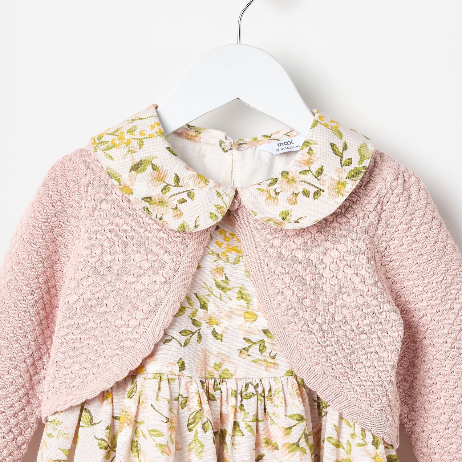 All-Over Leaf Print Dress with Shrug