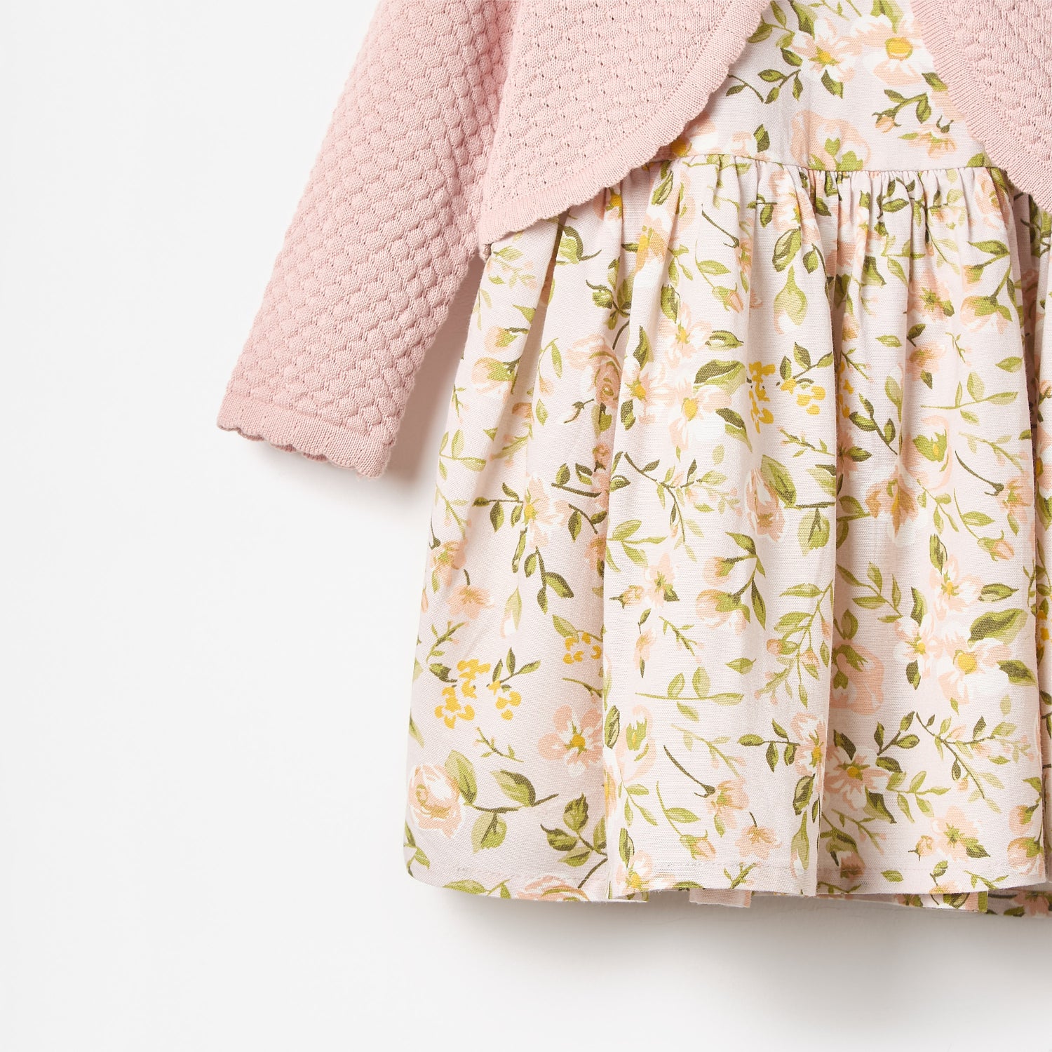 All-Over Leaf Print Dress with Shrug