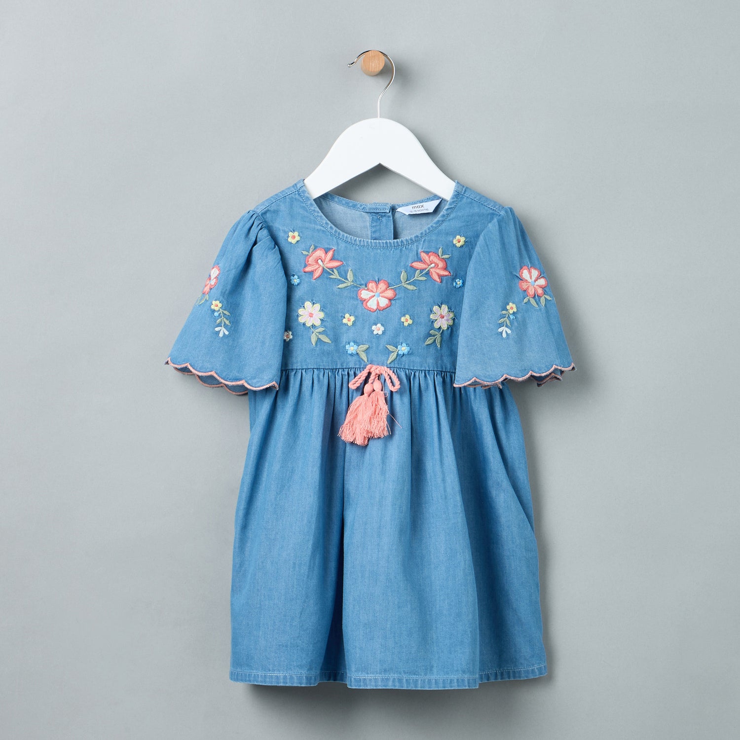 Floral Embroidered Dress - Blue / 12-18 mths