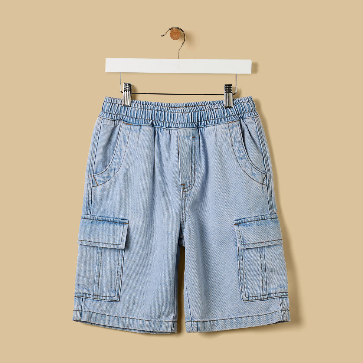 Graffiti Print Cotton T-shirt and Denim Cargo Shorts Set