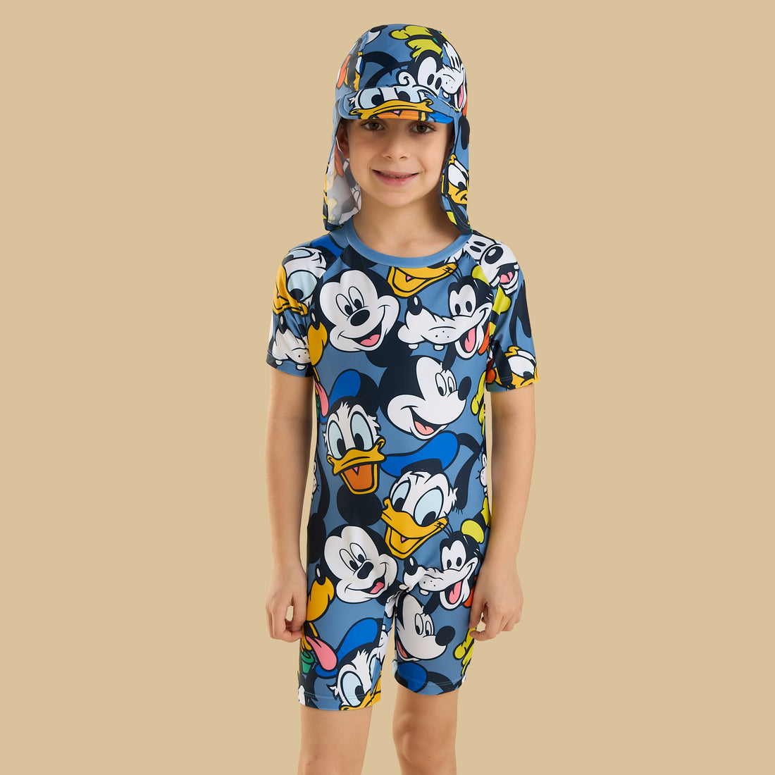 Mickey Mouse and Friends Print Swimsuit with Cap - Blue / 2-3 yrs