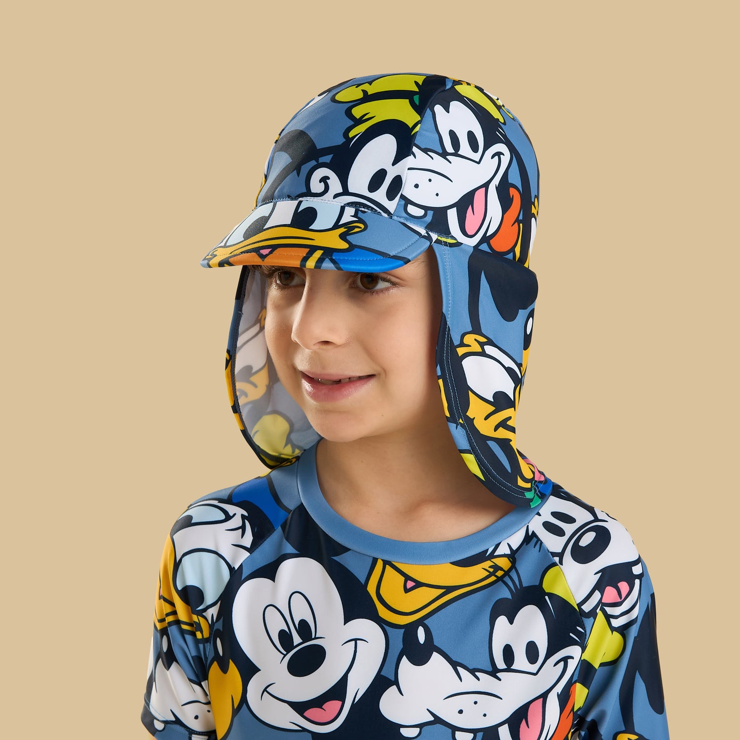 Mickey Mouse and Friends Print Swimsuit with Cap