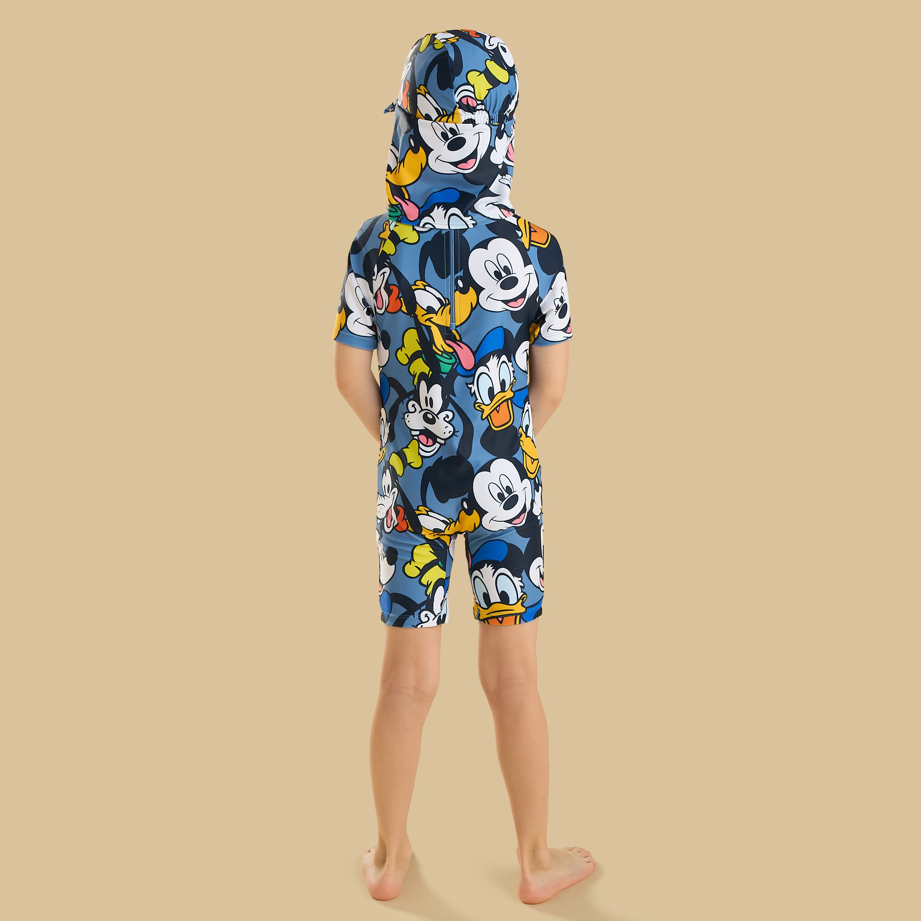 Mickey Mouse and Friends Print Swimsuit with Cap