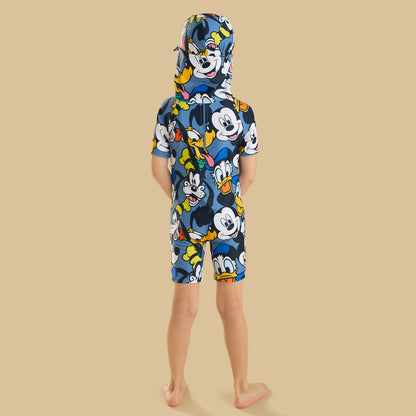Mickey Mouse and Friends Print Swimsuit with Cap