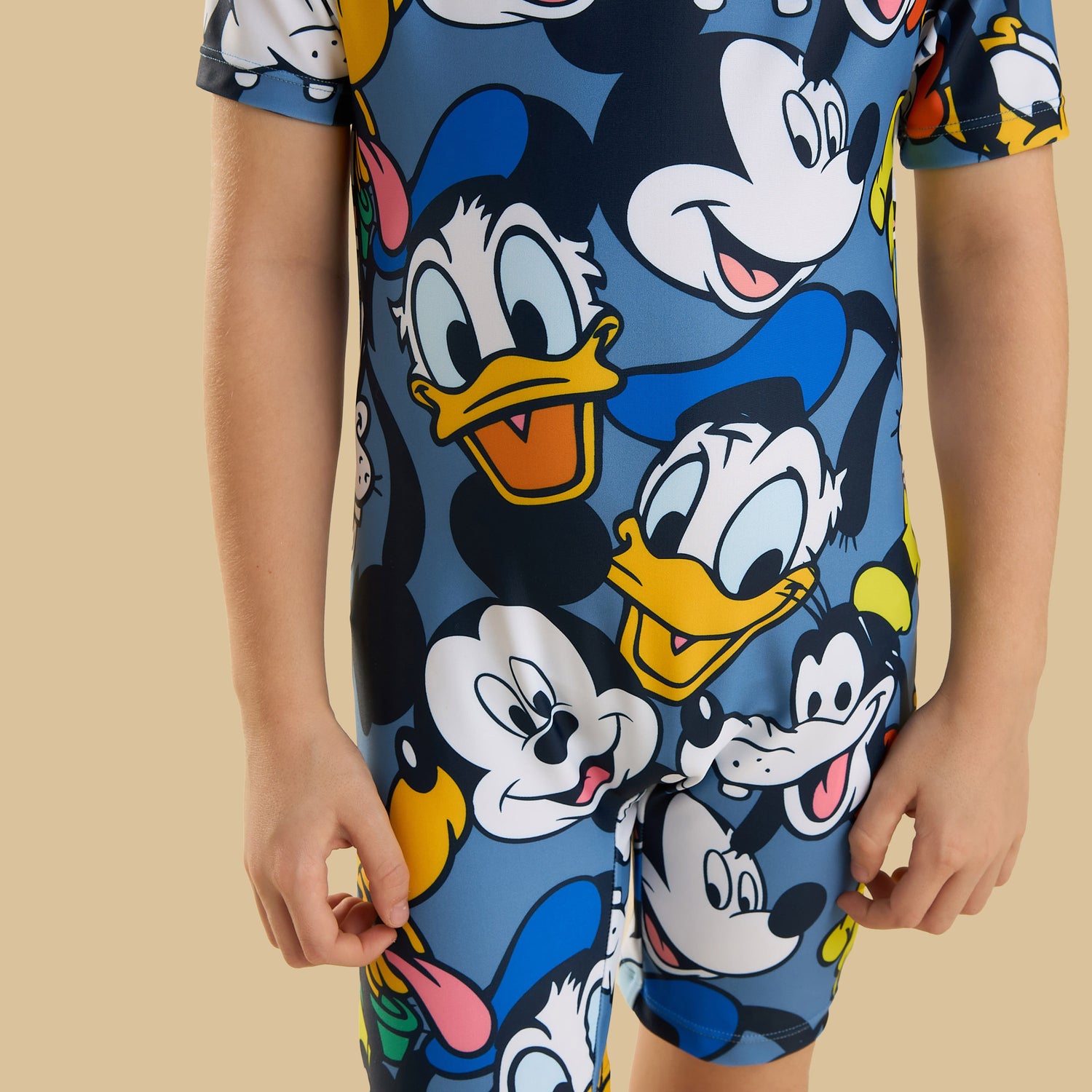 Mickey Mouse and Friends Print Swimsuit with Cap