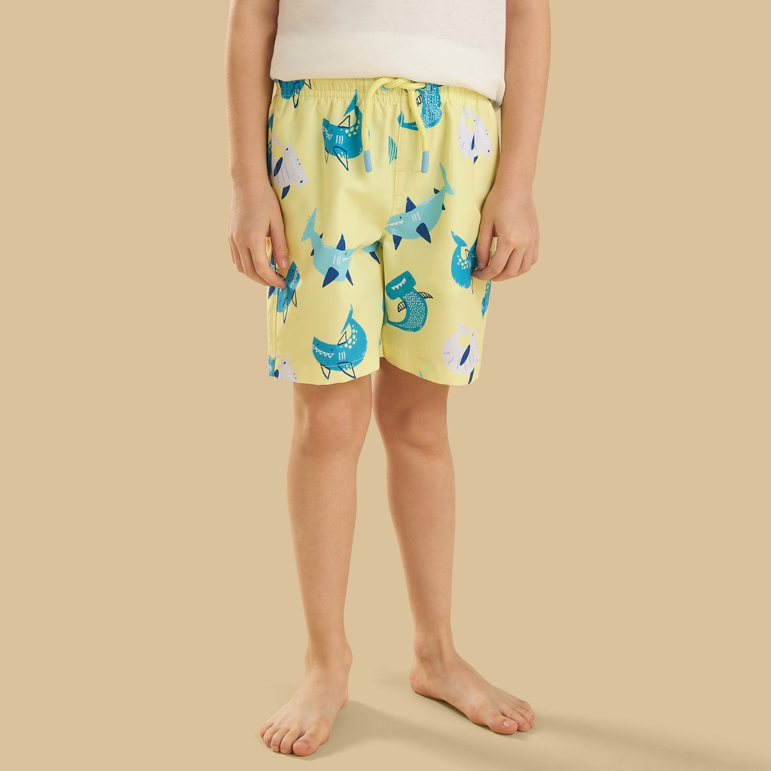 Shark Print Swim Shorts - Yellow / 2-3 yrs