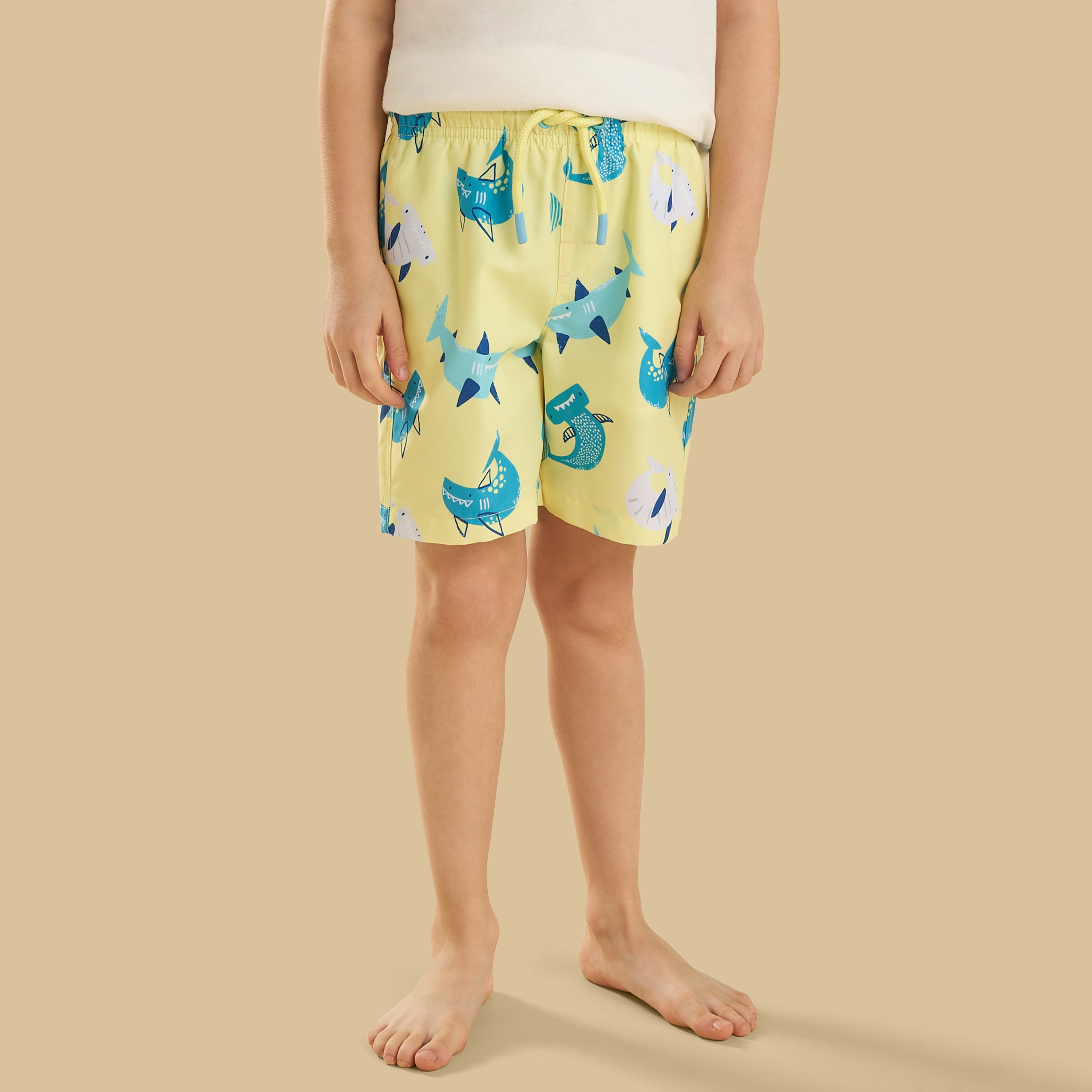 Shark Print Swim Shorts - Yellow / 2-3 yrs