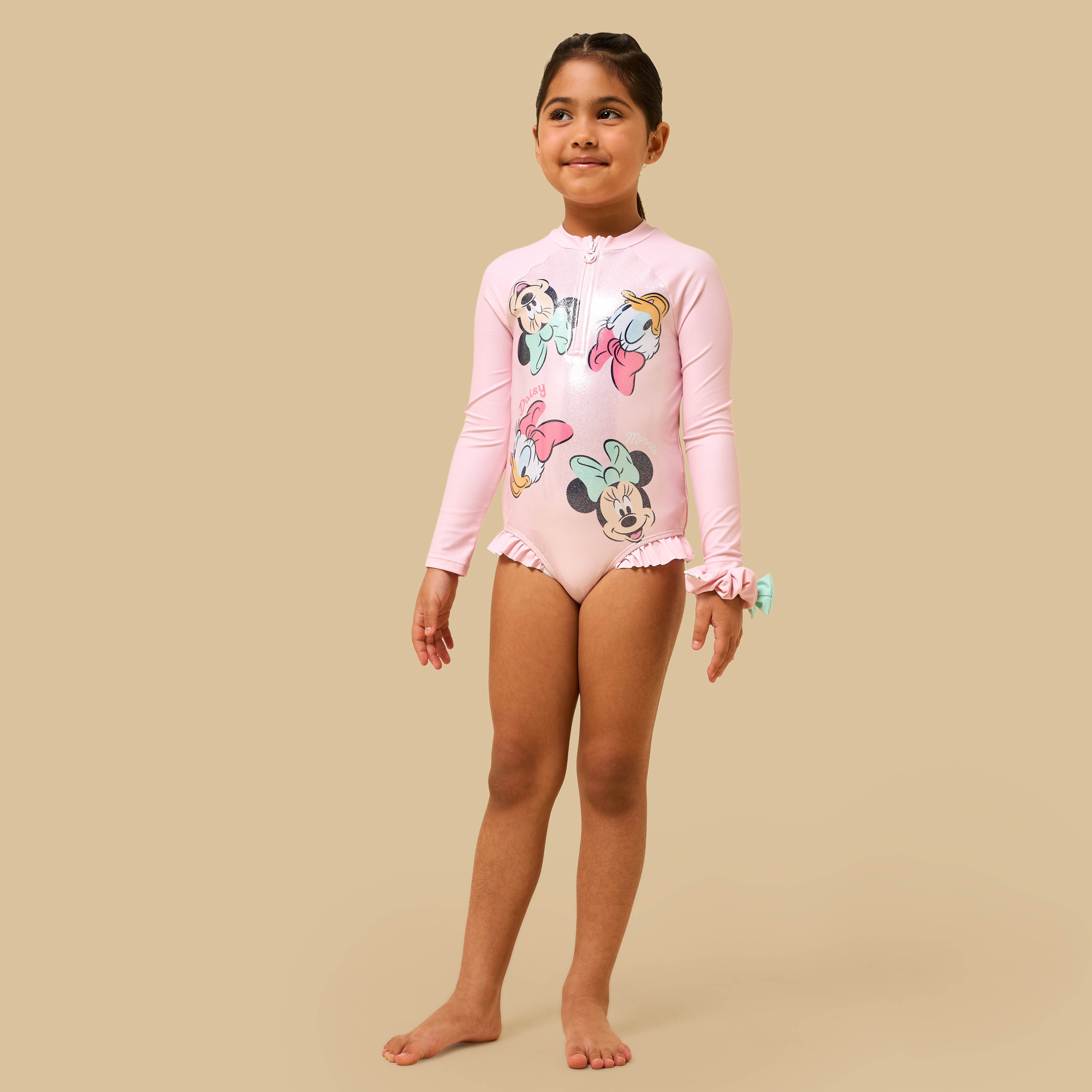 Minnie Mouse and Daisy Duck Print Swimsuit with Scrunchie