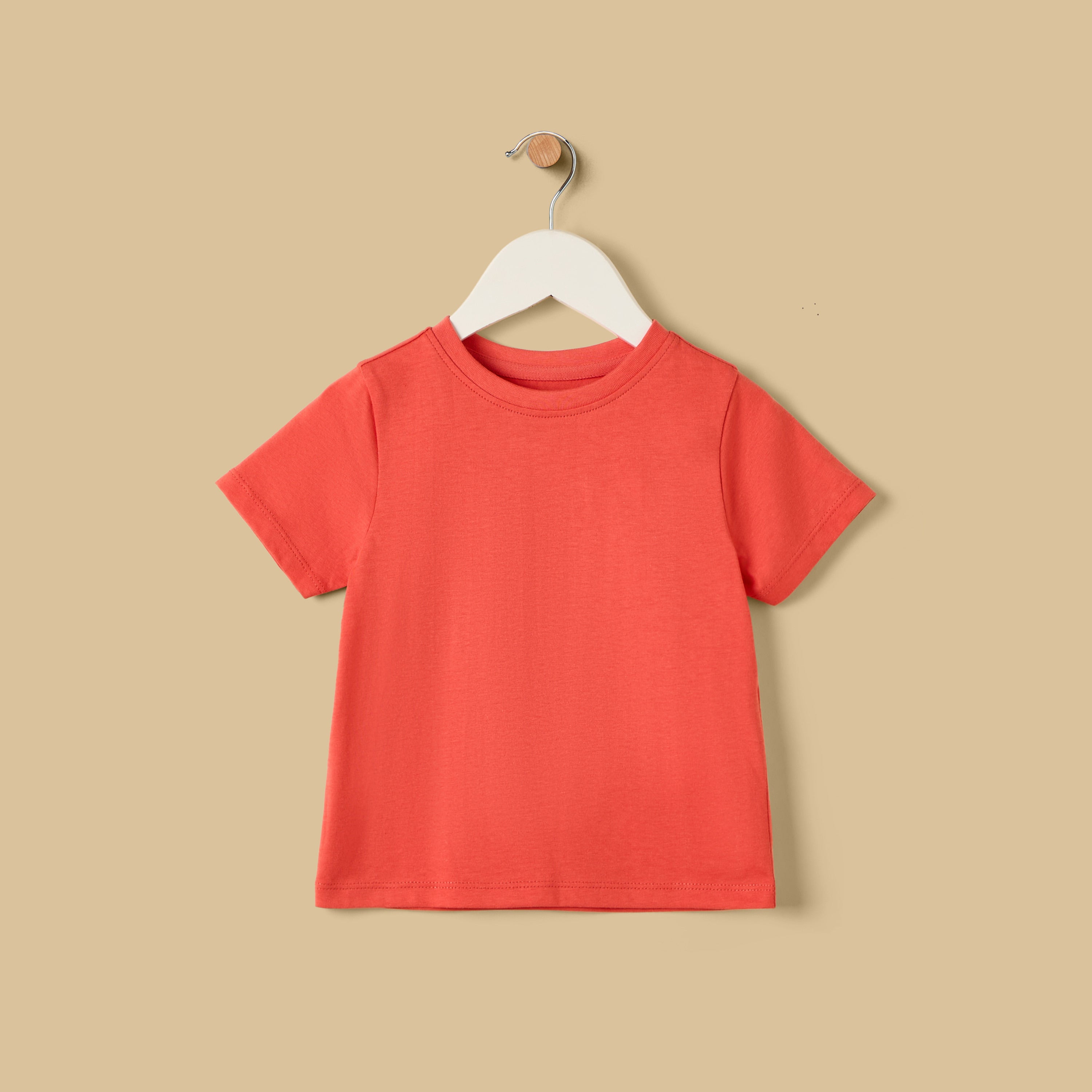 Plain Cotton T-shirt - Red / 12-18 mths
